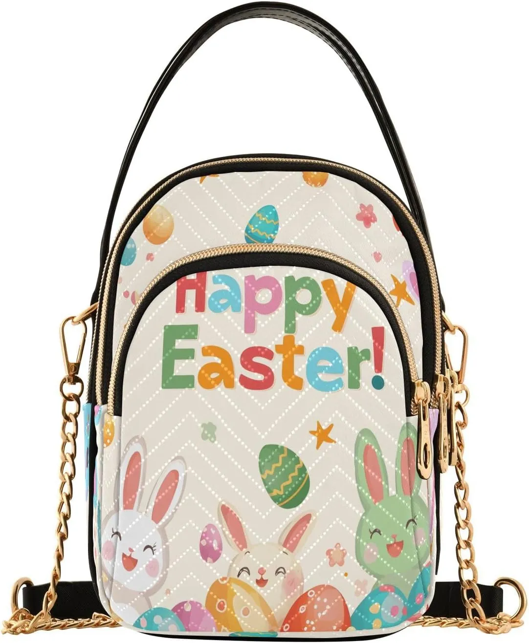 Joko Ivery Easter Eggs Rabbits Blue Multi Pockets Crossbody Bags for Women Zip Cell Phone Purse Wallet Bag with Detachable Shoulder Strap Shoulder Purse for Women Girls Trendy Gift Traveling Shopping