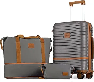 Joyway Carry On Luggage 20 Inch Expandable Suitcase with Spinner Wheel, 3 Piece Hard Shell Luggage Set with TSA Lock(Grey)