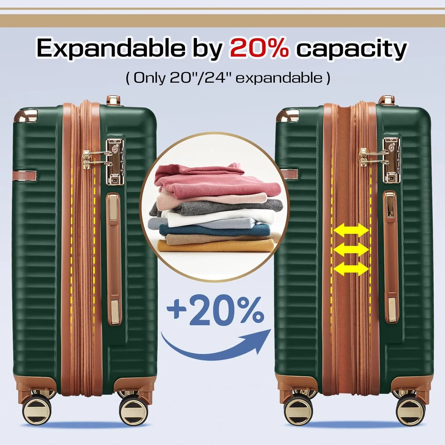 Joyway Carry on Luggage Sets, Expandable Hard Shell Carry-on Suitcase with Spinner Wheels, Lightweight Travel Luggage with TSA Lock