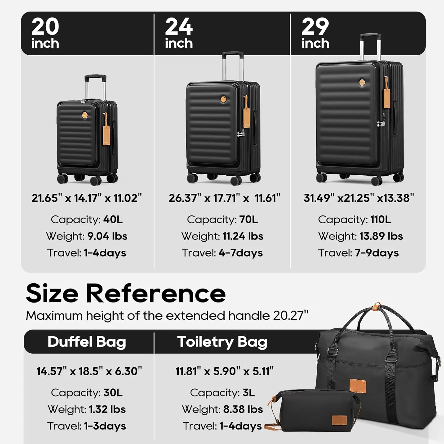 Joyway Expandable Large Luggage 29 Inch, PC Hardshell Extra-Large Suitcase with Double Spinner Wheels, Lightweight Travel Suitcase Set with TSA Lock, Black