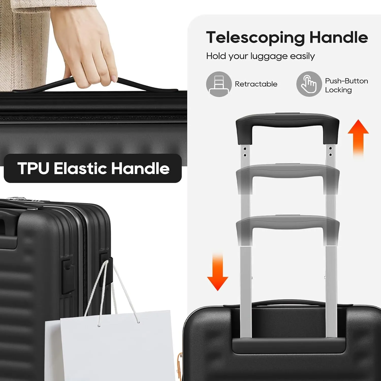 Joyway Expandable Large Luggage 29 Inch, PC Hardshell Extra-Large Suitcase with Double Spinner Wheels, Lightweight Travel Suitcase Set with TSA Lock, Black