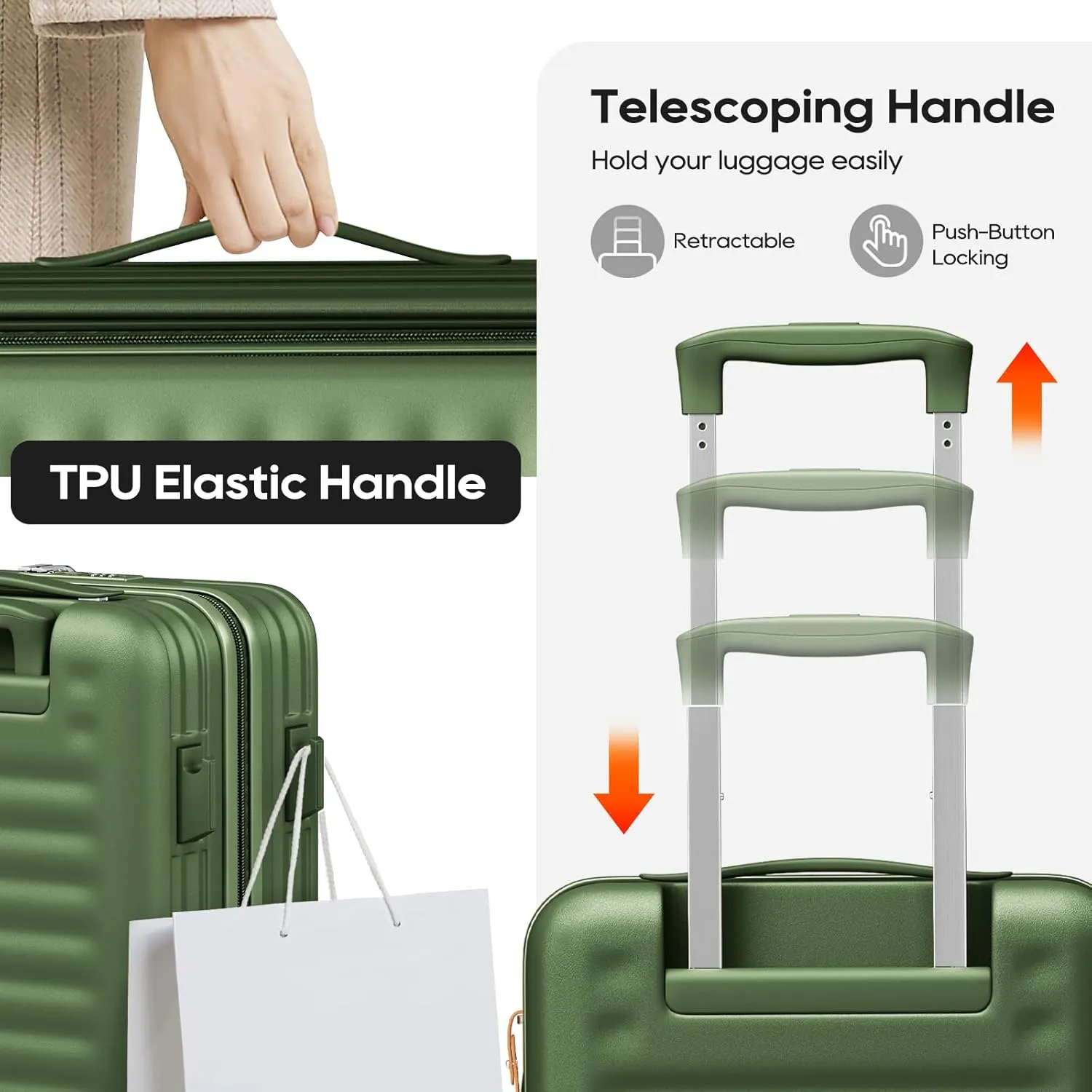 Joyway Expandable Large Luggage 29 Inch, PC Hardshell Extra-Large Suitcase with Double Spinner Wheels, Lightweight Travel Suitcase Set with TSA Lock, Dark Green