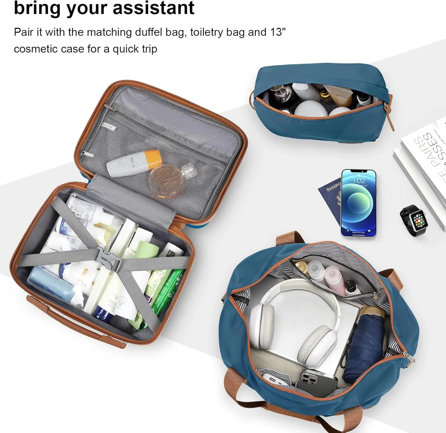 Joyway Expandable Luggage Sets 2 Piece Carry on and Check,Hardside Suitcase with Spinner Wheels and TSA Lock (Blue,13/20/24)