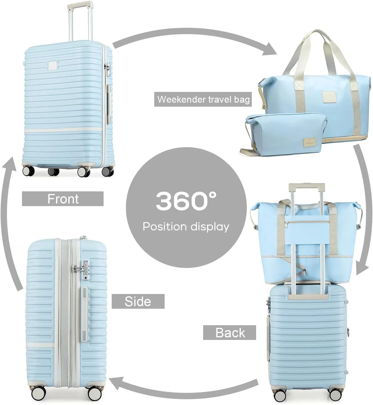 Joyway Expandable Luggage Sets 5 Piece, Hard Case Suitcase Set with Spinner Wheels, Hardshell Lightweight Travel Luggage with TSA Lock
