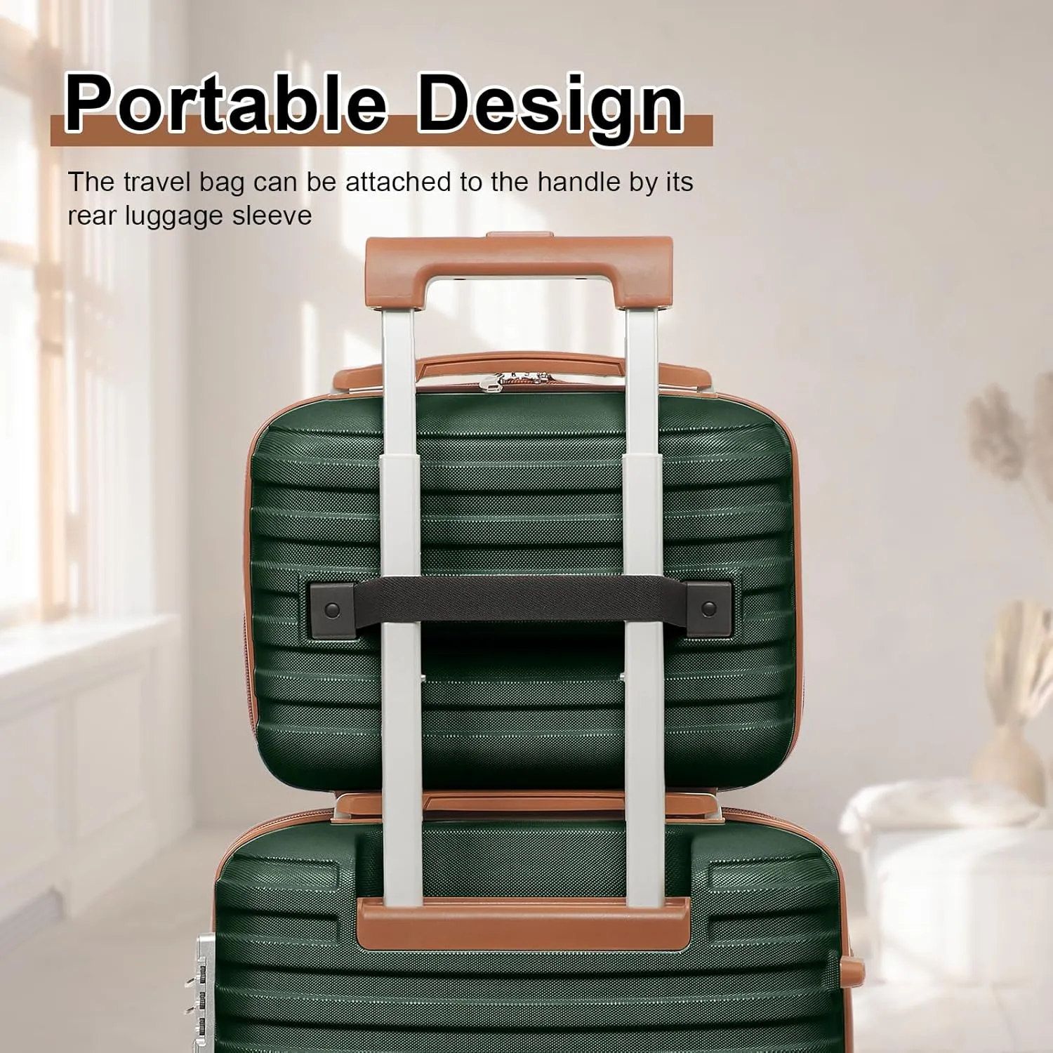 Joyway Luggage Set 3 Piece Suitcase Sets with Spinner Wheel,Hardside Expandable Travel Laggage with TSA Lock (13/20/24/28 Green brown