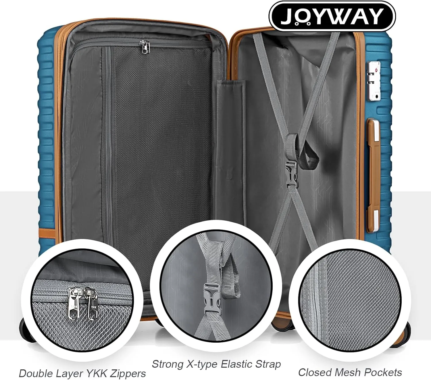 Joyway Luggage Set 3 Piece Suitcase Sets with Spinner Wheel,Hardside Expandable Travel Laggage with TSA Lock (20/24/28 Navy Blue