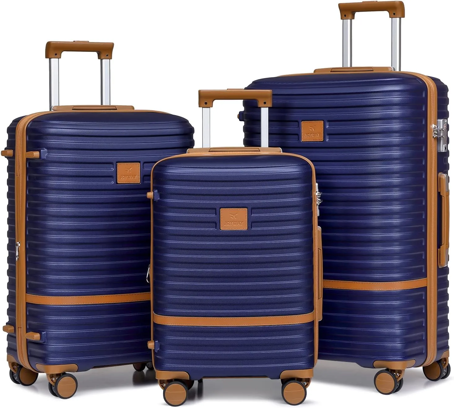 Joyway Luggage Set 3 Piece Suitcase Sets with Spinner Wheel,Hardside Expandable Travel Laggage with TSA Lock (20/24/28 Navy Brown NEW