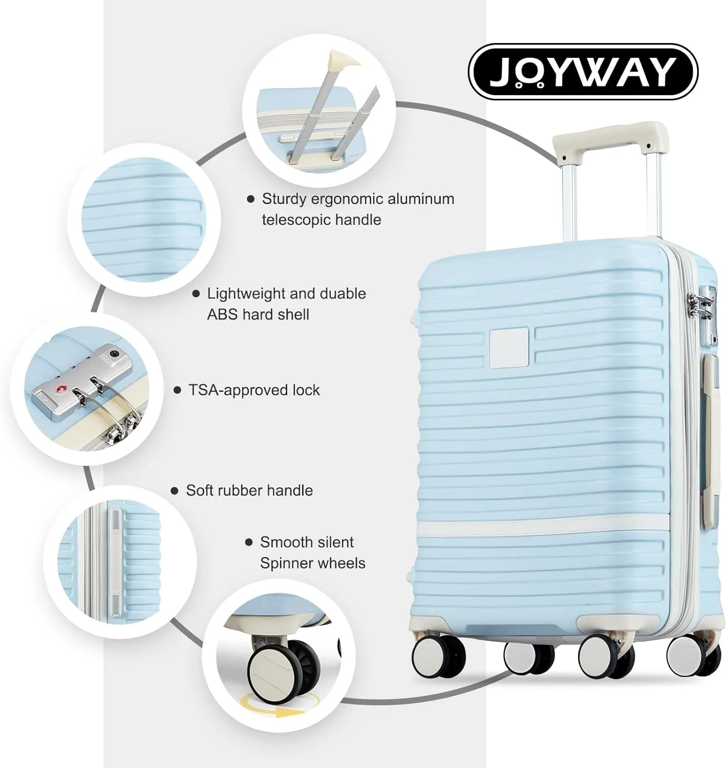 Joyway Luggage Set 3 Piece Suitcase Sets with Spinner Wheel,Hardside Expandable Travel Laggage with TSA Lock (20/24/28