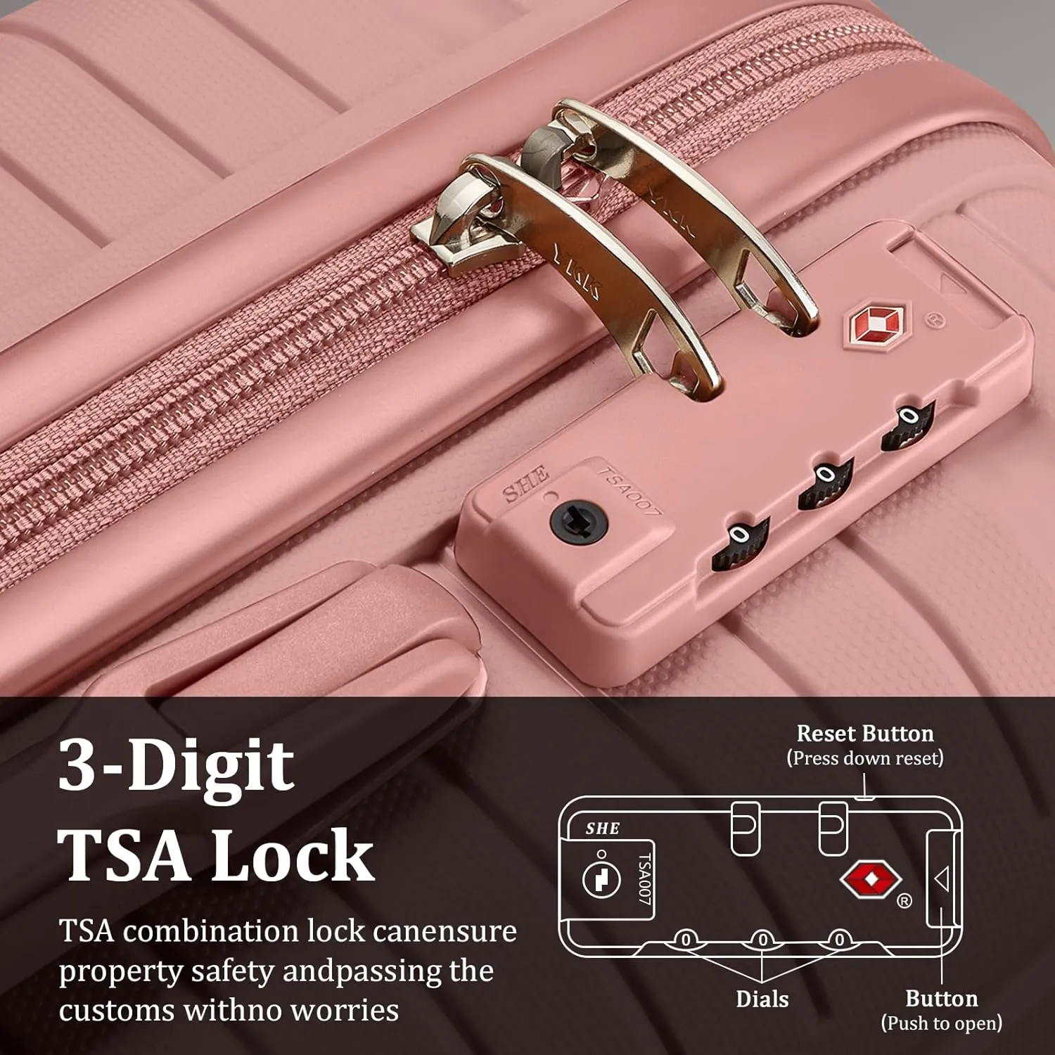Joyway Luggage Sets 2 Piece PP Hardshell Carry on Suitcase and Checked Luggage, Travel Lightweight Suitcase Set with Double Spinner Wheels and TSA Lock (Rose Gold, 20 28 inch)
