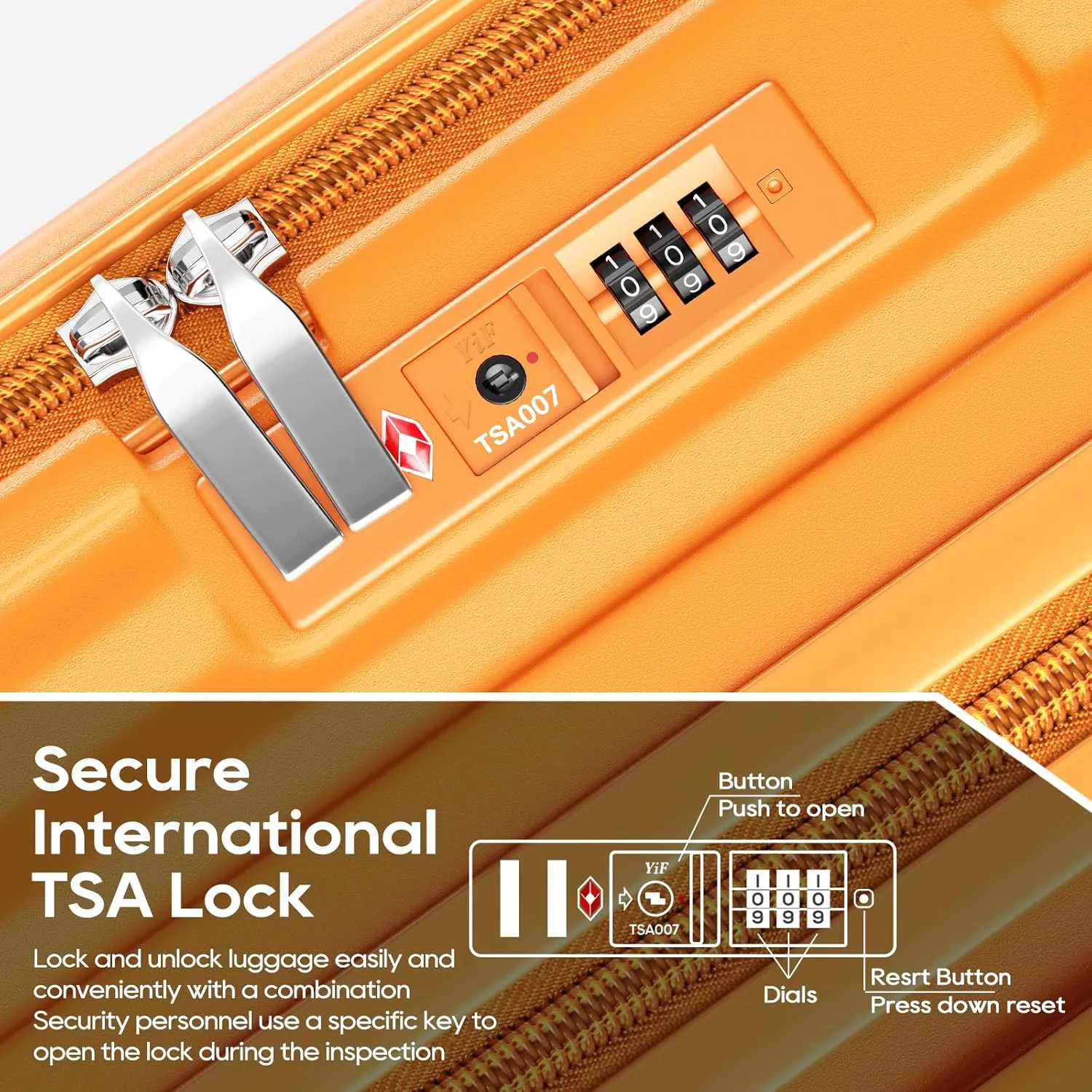 Joyway Luggage Sets 5 Piece with Front Pocket, PC Hardside Expandable Carry on Suitcase with Spinner Wheels and TSA Lock, Orange