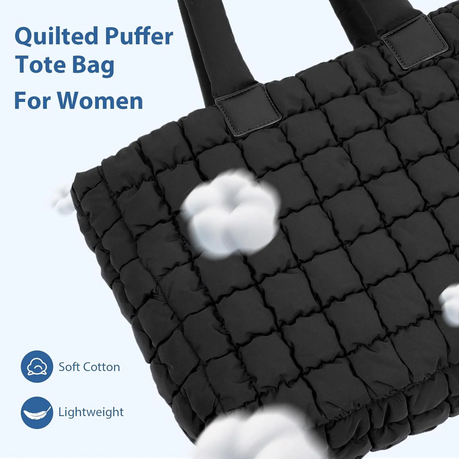 Juoxeepy Laptop Tote Bag Puffy Bag for Women Work Bag Quilted Puffer Tote Bag with Compartments