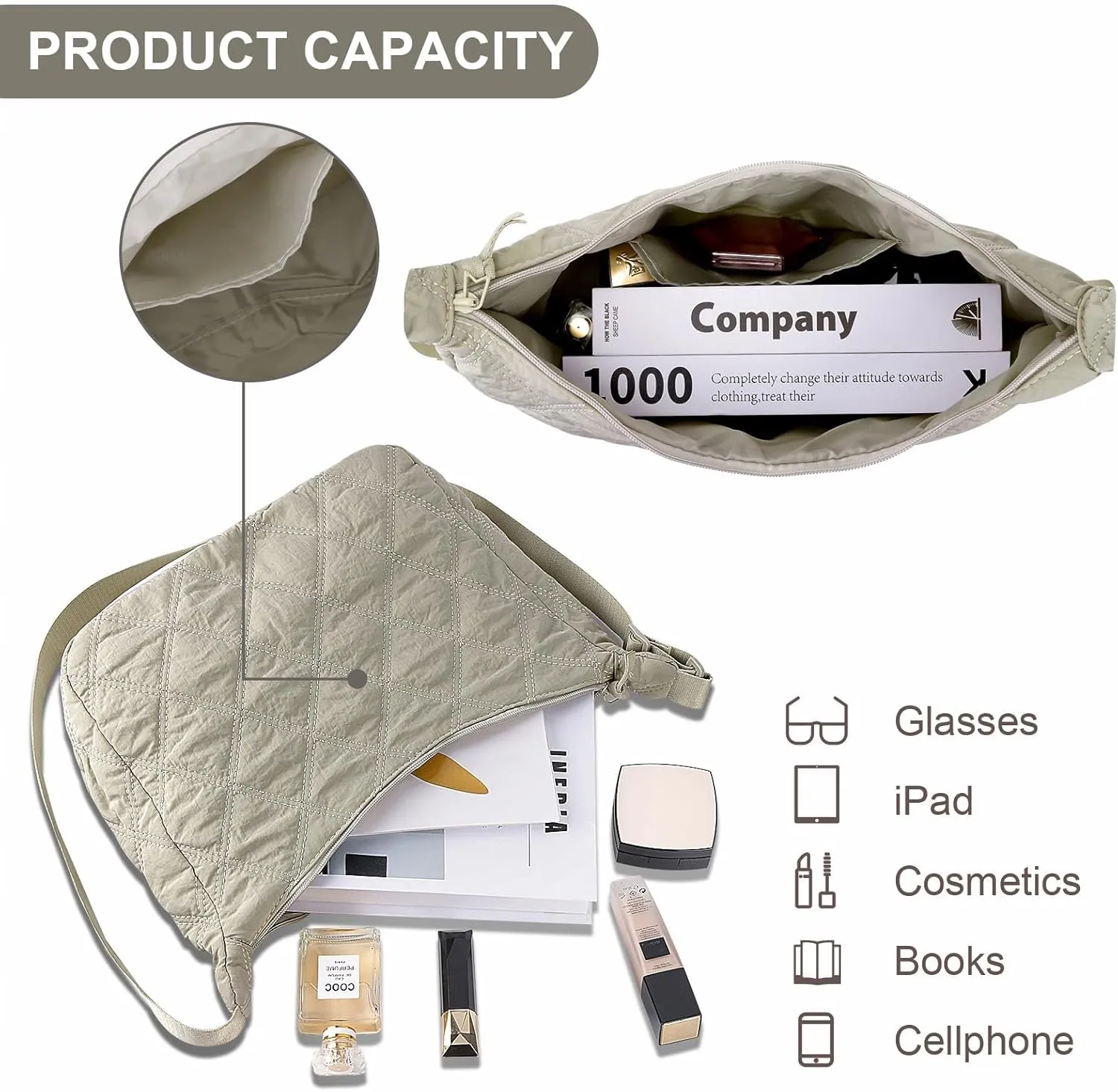 Juoxeepy Quilted Tote Bag for Women Puffer Hobo Crossbody Bag Lightweight Quilted Padding Shoulder Bag Nylon