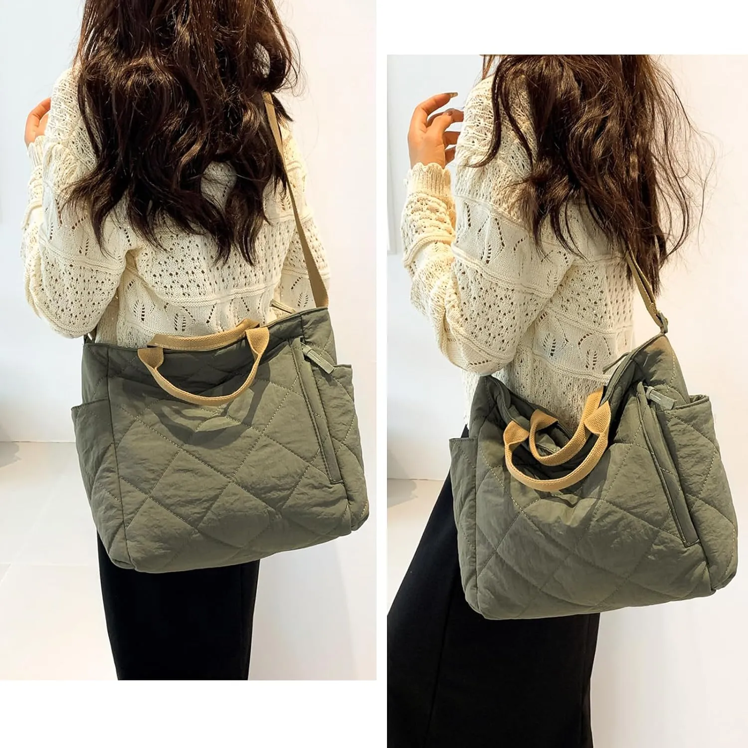 Juoxeepy Quilted Tote Bag for Women Puffer Hobo Handbag Lightweight Quilted Padding Shoulder Bag Nylon Padded Crossbody Bag