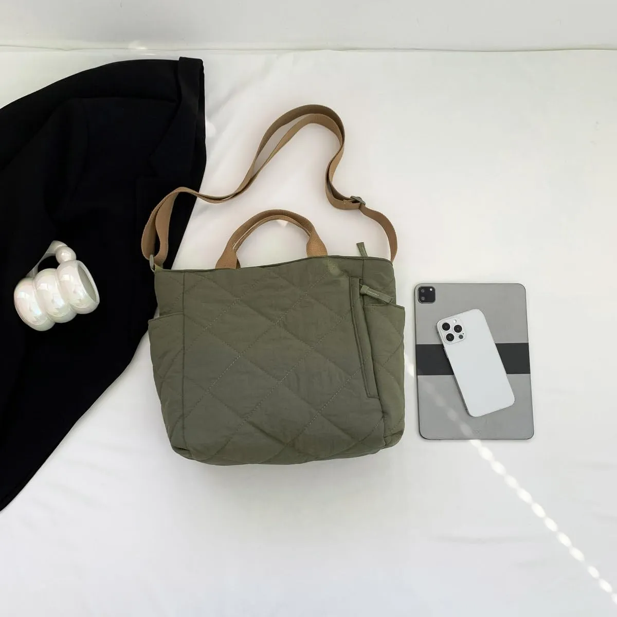 Juoxeepy Quilted Tote Bag for Women Puffer Hobo Handbag Lightweight Quilted Padding Shoulder Bag Nylon Padded Crossbody Bag
