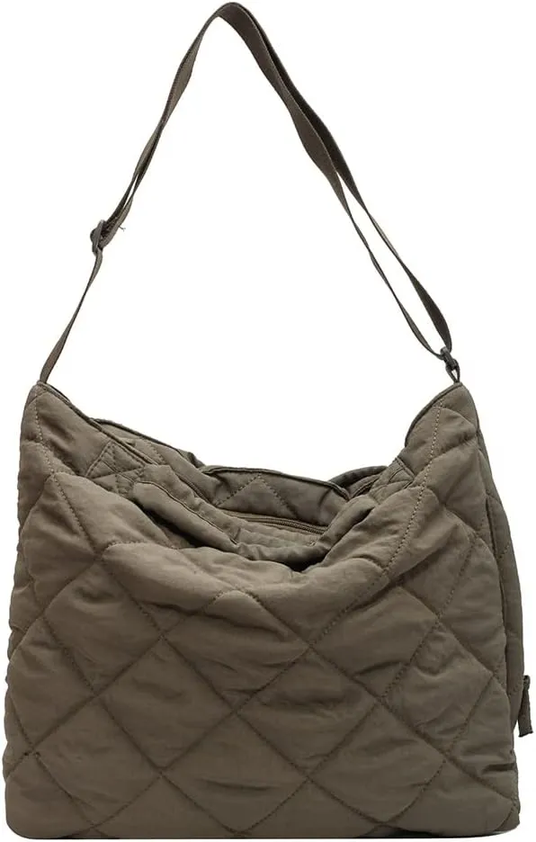 Juoxeepy Quilted Tote Bag for Women Puffer Hobo Handbag Lightweight Quilted Padding Shoulder Bag Nylon Padded Crossbody Bag