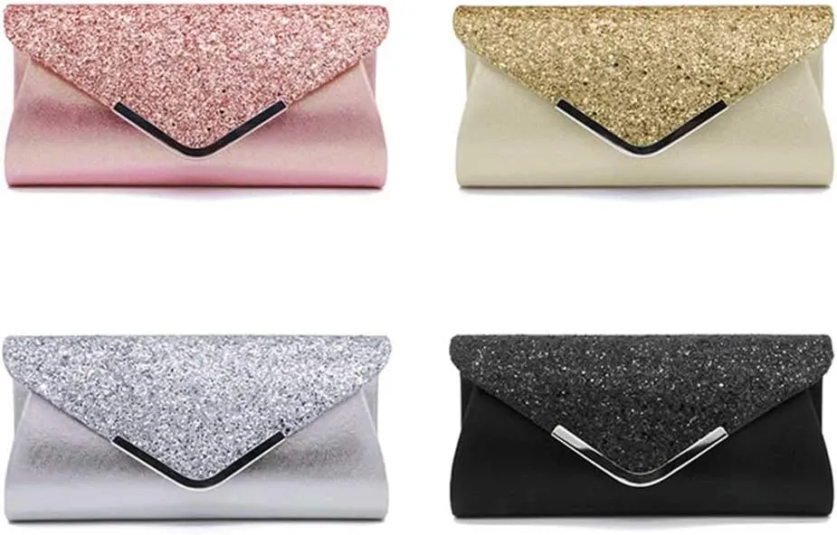 KALAIEN Envelope Clutch Purses for Women Glitter Evening Bag Handbags For Wedding and Party