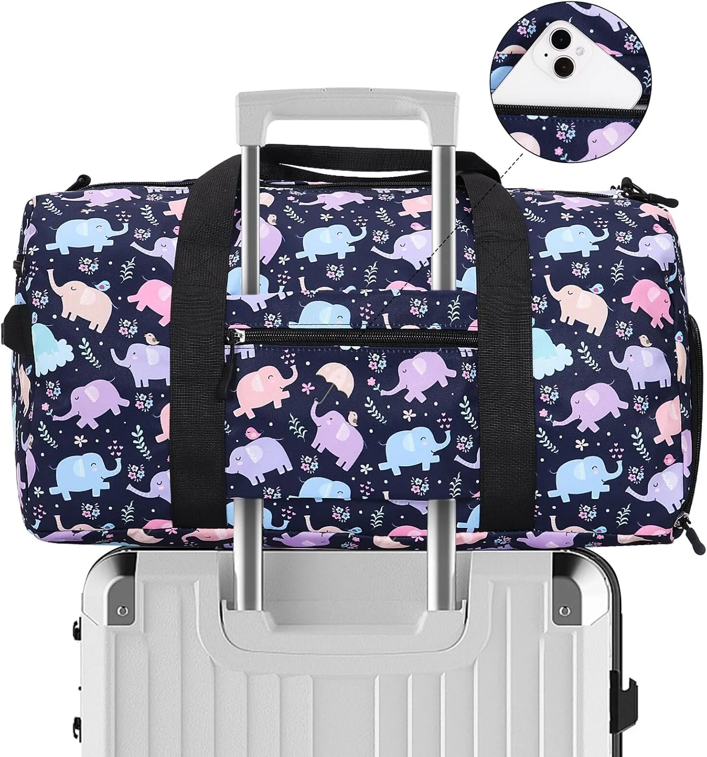 KAMO Travel Duffle Bag, Weekender Bags for Women with Shoe Compartment, Gym Bag for Women with Wet Pocket Workout Dance Tote Bag Personal Item Travel Bag with Trolley Sleeve