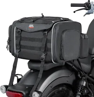 KEMIMOTO Motorcycle Travel Luggage Bags, 23L-30L Expandable Large Capacity Motorcycle Tail Bag, Waterproof Rear Rack Trunk, Motor Pannier Bag with Rain Cover and Straps