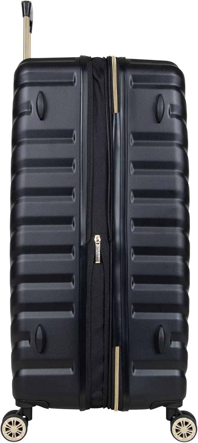 Kenneth Cole REACTION Madison Square Lightweight Hardside Chevron Expandable Spinner Luggage, Black, 24-Inch Checked