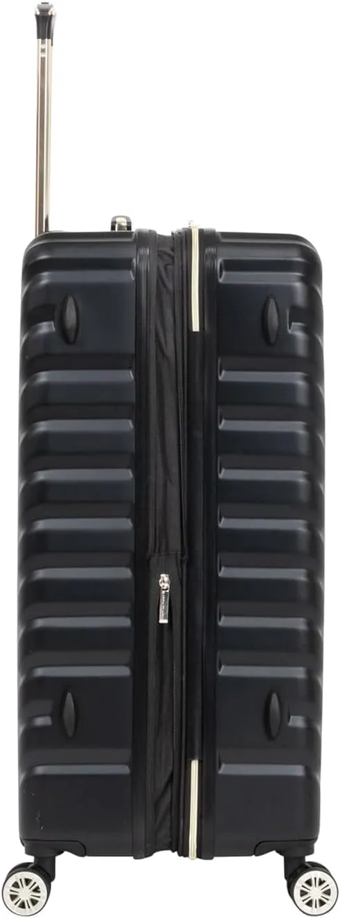 Kenneth Cole REACTION Madison Square Lightweight Hardside Chevron Expandable Spinner Luggage, Black, 24-Inch Checked