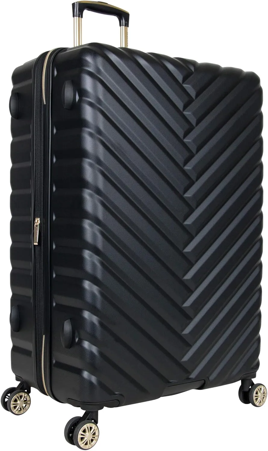 Kenneth Cole REACTION Madison Square Lightweight Hardside Chevron Expandable Spinner Luggage, Black, 24-Inch Checked