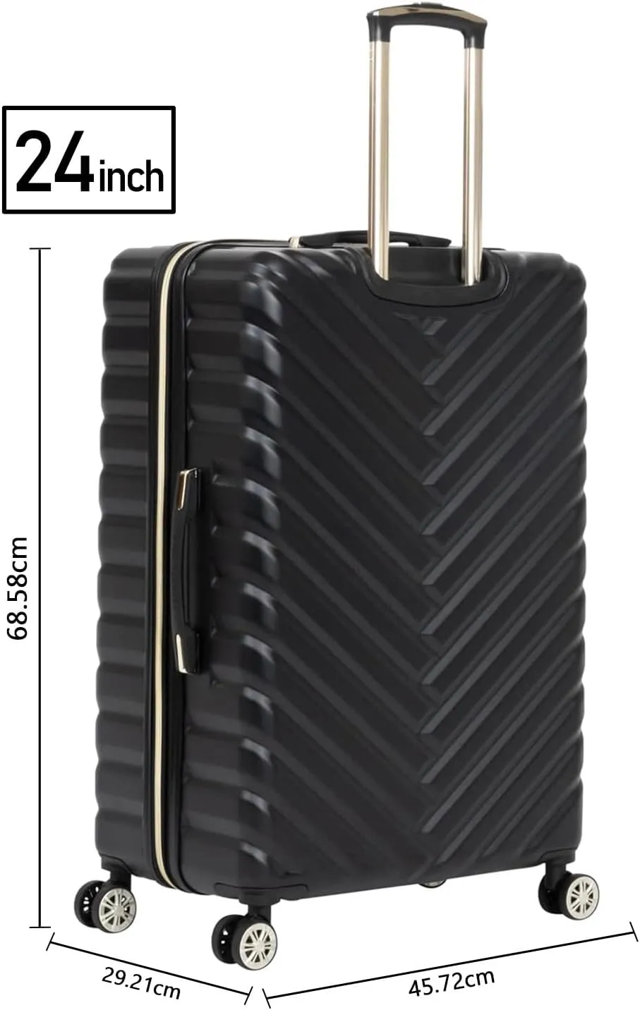 Kenneth Cole REACTION Madison Square Lightweight Hardside Chevron Expandable Spinner Luggage, Black, 24-Inch Checked