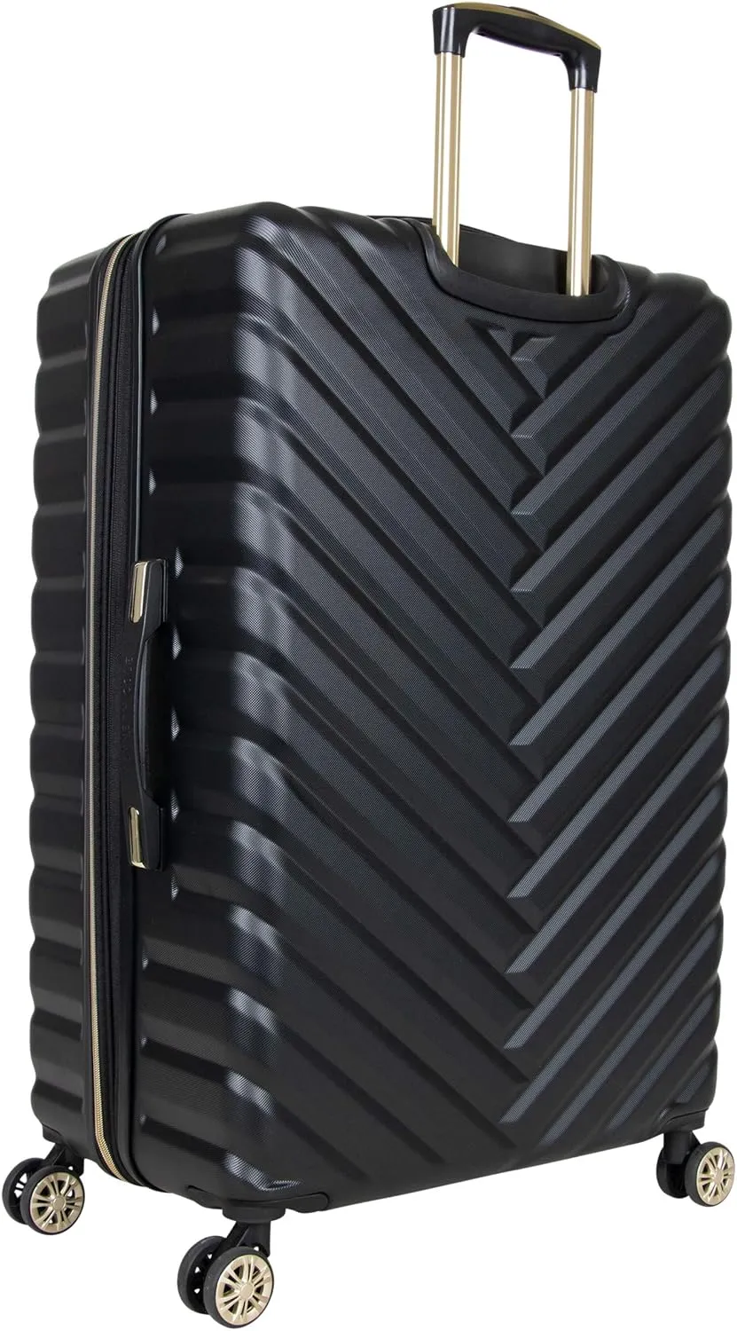 Kenneth Cole REACTION Madison Square Lightweight Hardside Chevron Expandable Spinner Luggage, Black, 24-Inch Checked