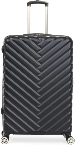 Kenneth Cole REACTION Madison Square Lightweight Hardside Chevron Expandable Spinner Luggage, Black, 24-Inch Checked