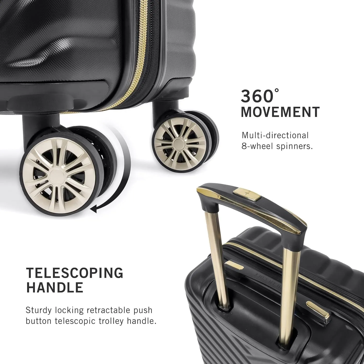 Kenneth Cole REACTION Madison Square Lightweight Hardside Chevron Expandable Spinner Luggage, Black, (28-Inch Checked)