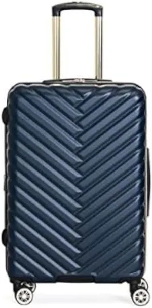 Kenneth Cole REACTION Madison Square Lightweight Hardside Chevron Expandable Spinner Luggage, Navy, 24-Inch Checked