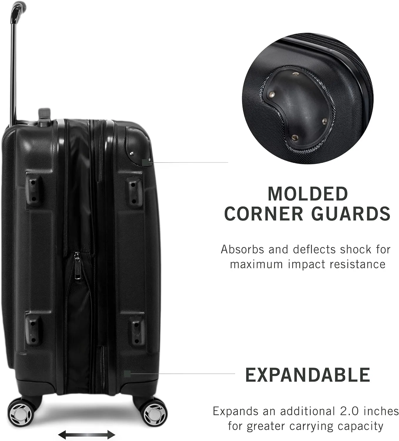 Kenneth Cole REACTION Renegade Luggage Expandable 8-Wheel Spinner Lightweight Hardside Suitcase, Black, 28-Inch Checked