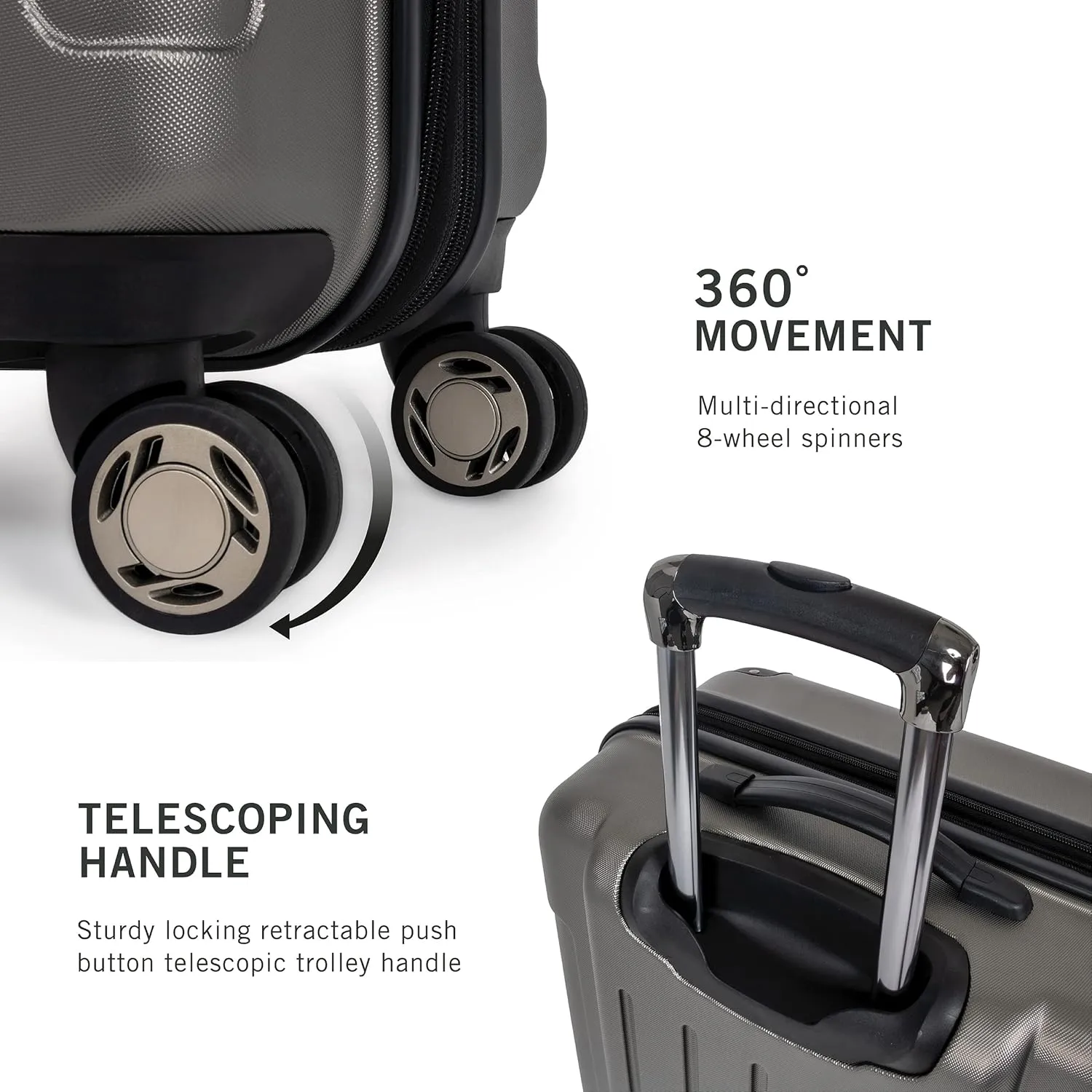 Kenneth Cole REACTION Renegade Luggage Expandable 8-Wheel Spinner Lightweight Hardside Suitcase, Silver, 20-Inch Carry On