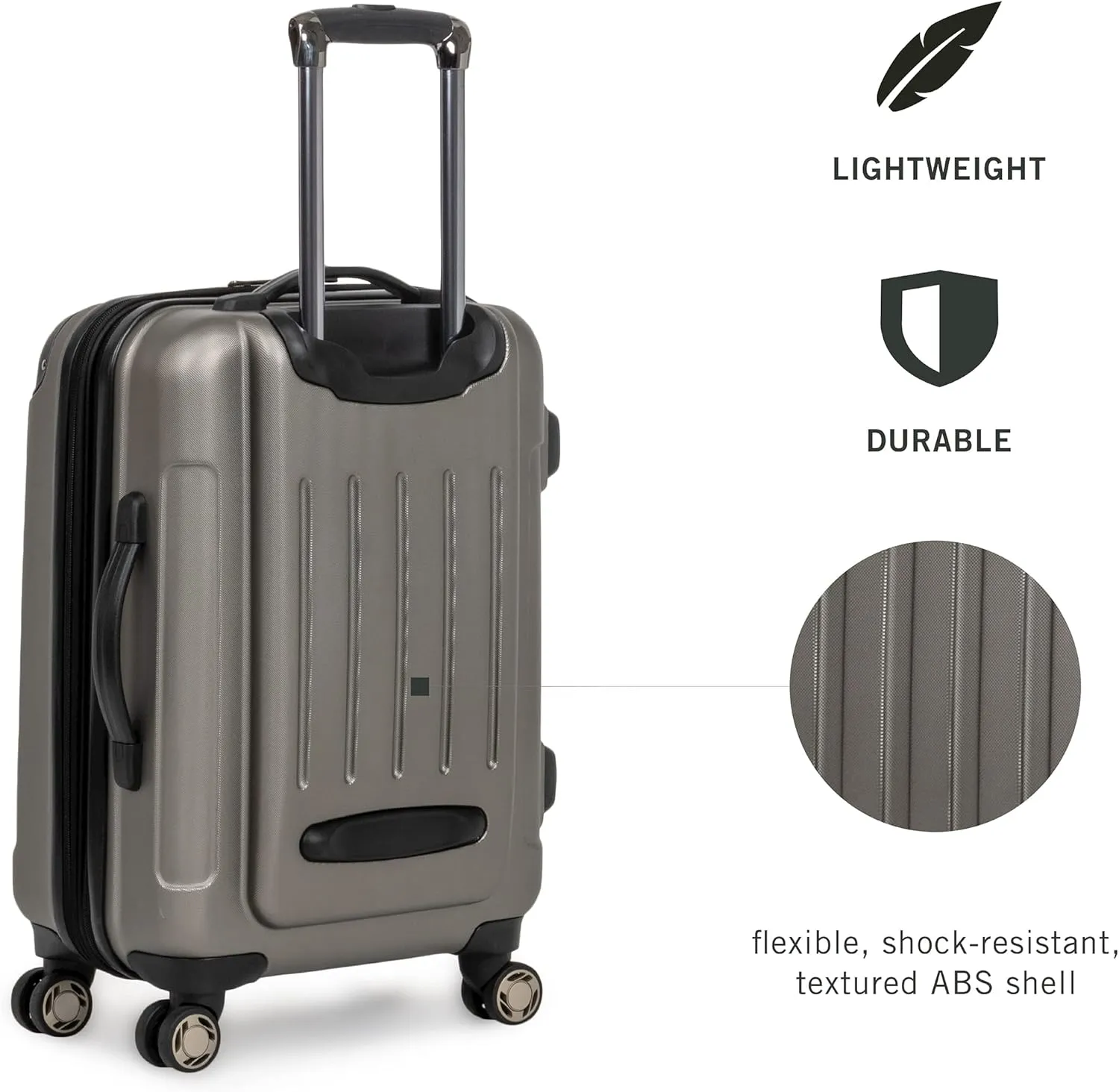 Kenneth Cole REACTION Renegade Luggage Expandable 8-Wheel Spinner Lightweight Hardside Suitcase, Silver, 20-Inch Carry On