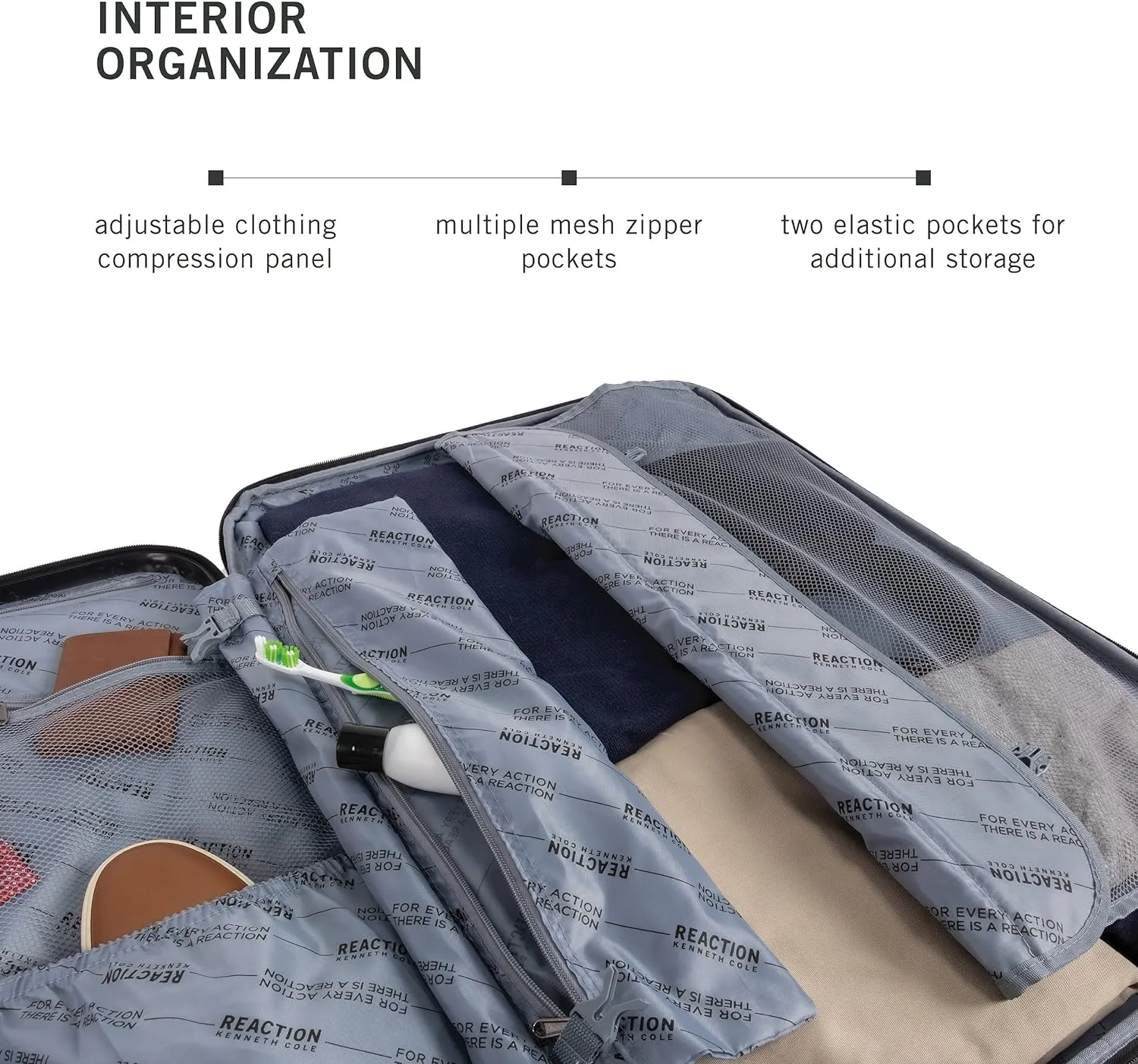Kenneth Cole REACTION Renegade Luggage Expandable 8-Wheel Spinner Lightweight Hardside Suitcase, Silver, 20-Inch Carry On