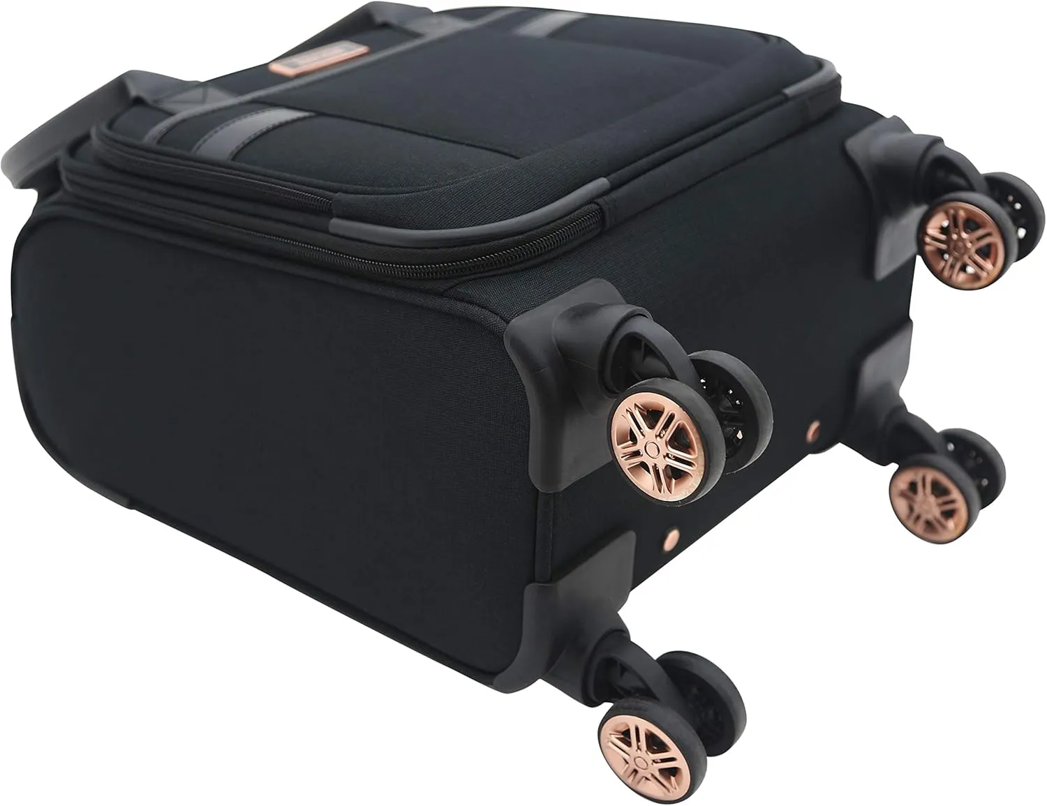 kensie Hudson Softside Spinner Luggage, Black with Rose Gold, 3-Piece Set (16/20/28)