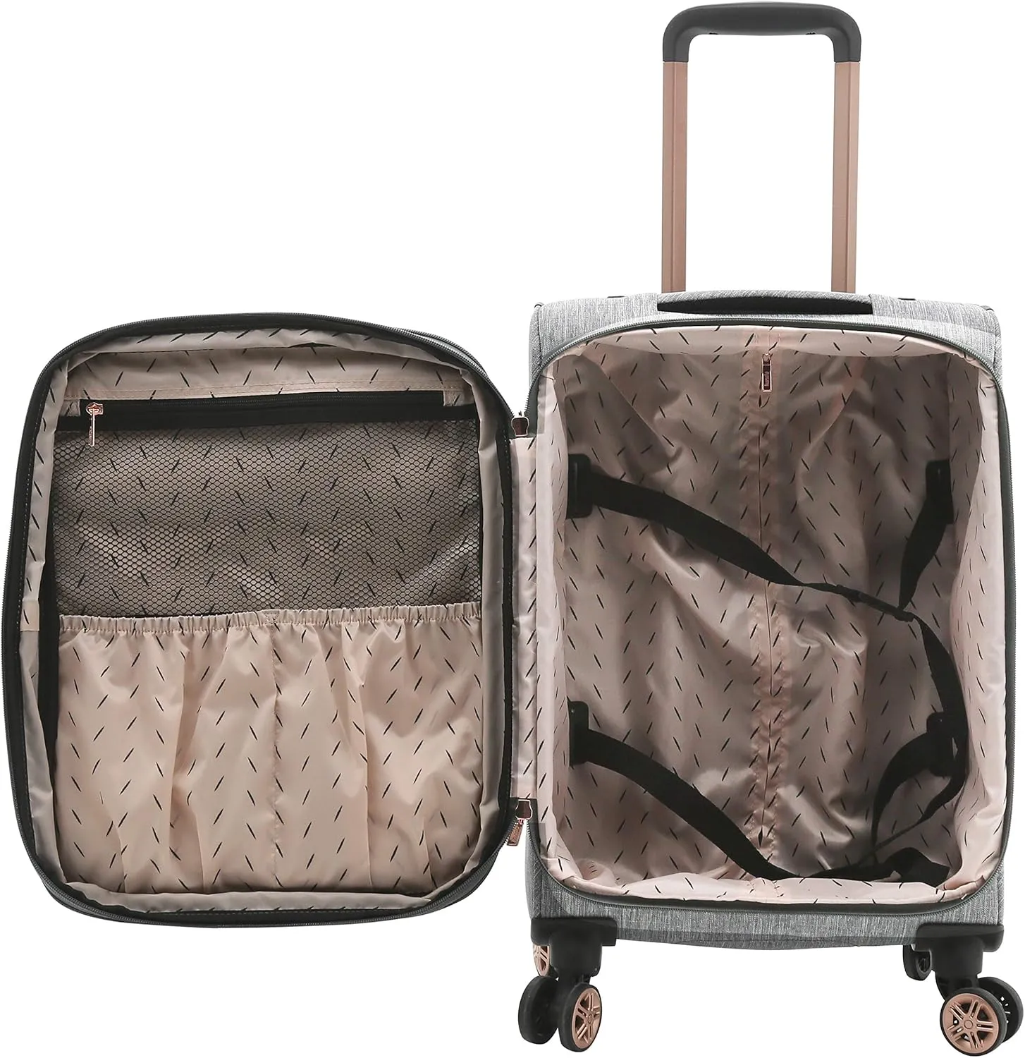 kensie Hudson Softside Spinner Luggage, Heather Gray, 3-Piece Set (16/20/28)