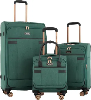 kensie Hudson Softside Spinner Luggage, Smoke Pine, 3-Piece Set (16/20/28)