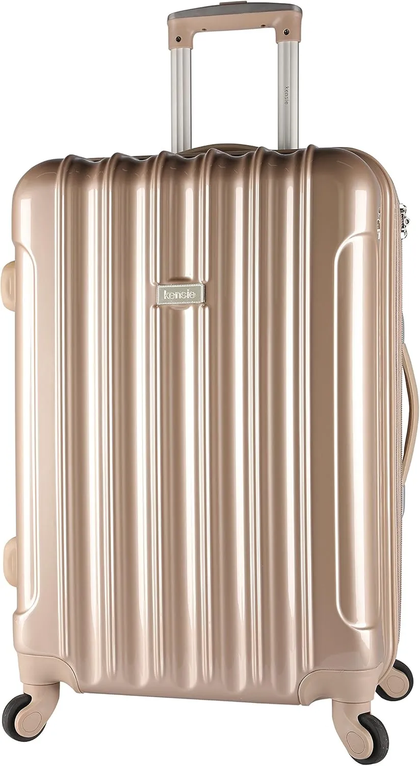 kensie Women's Alma Hardside Spinner Luggage, Pale Gold, 3-Piece Set (20/24/28)