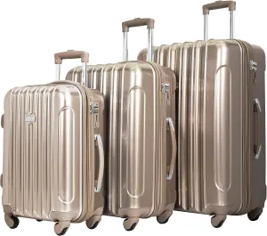 kensie Women's Alma Hardside Spinner Luggage, Pale Gold, 3-Piece Set (20/24/28)
