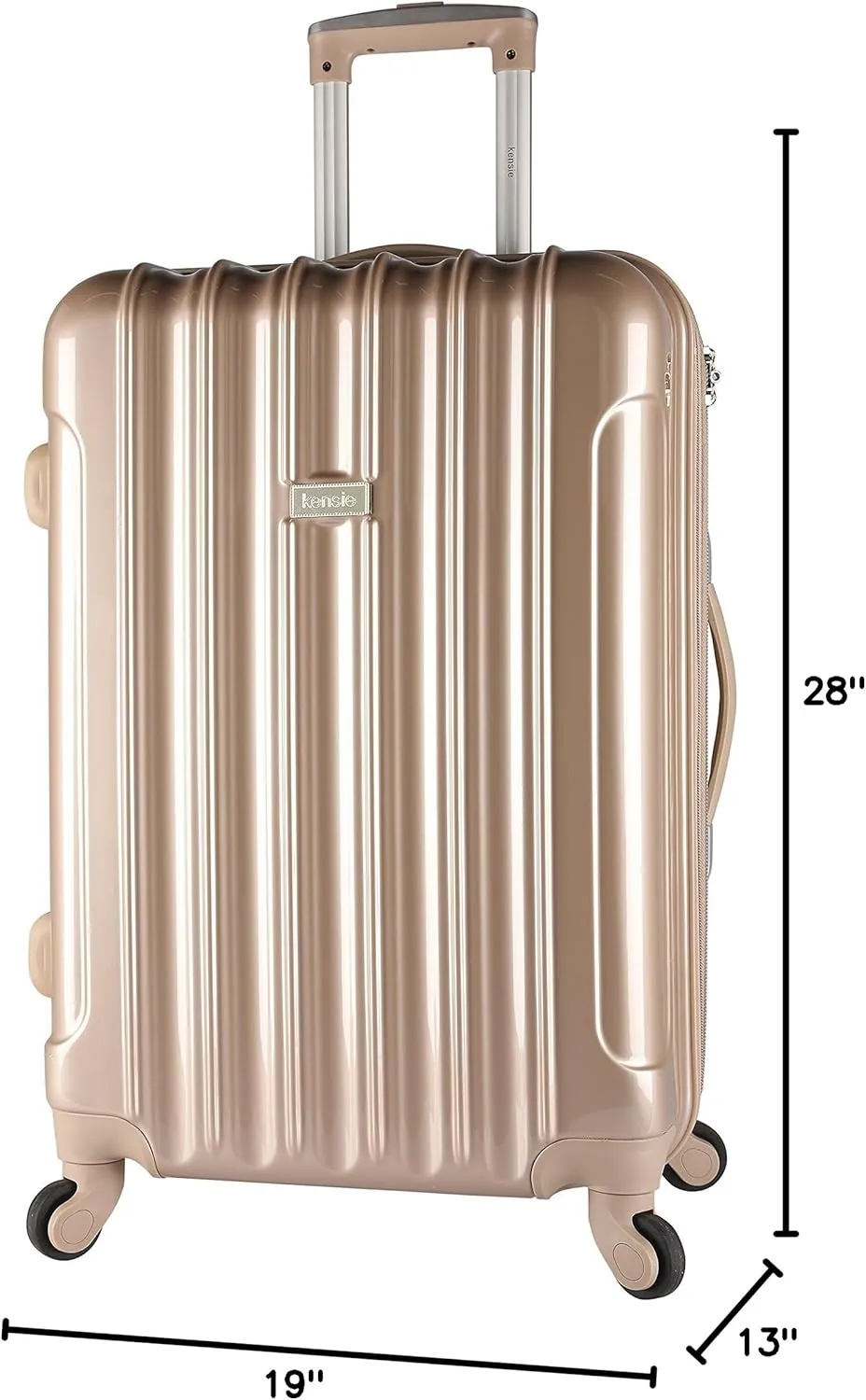 kensie Women's Alma Hardside Spinner Luggage, Pale Gold, 3-Piece Set (20/24/28)