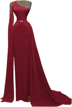 Keting Yellow Satin Crystals Mermaid Prom Evening Shower Party Dress Celebrity Pageant Gown