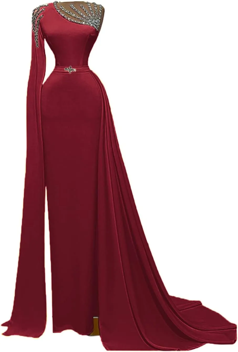 Keting Yellow Satin Crystals Mermaid Prom Evening Shower Party Dress Celebrity Pageant Gown