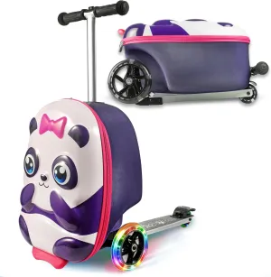KIDDIETOTES 3D Scooter Suitcase for Kids Ages 5-12 - Kids luggage with Wheels- TSA Approved with Fun LED Lights