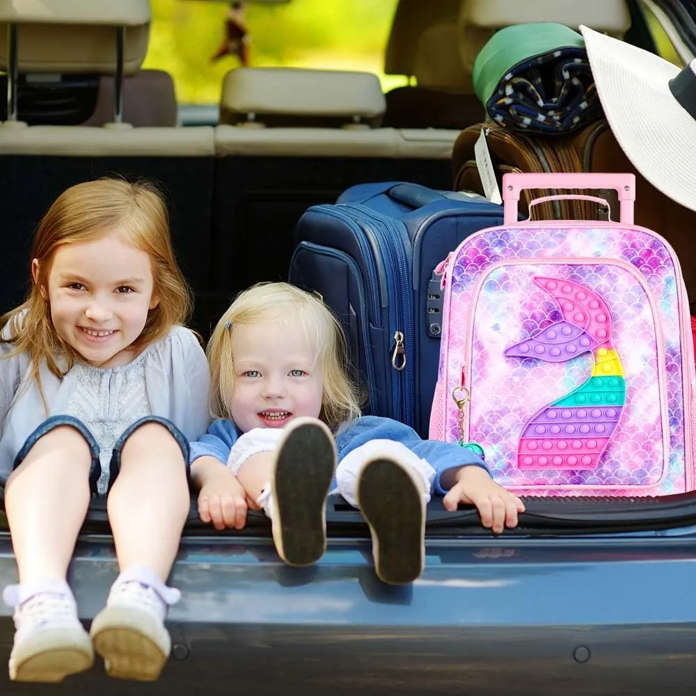 Kids Luggage for Boys and Girls, Cute Dinosaur Unicorn Rolling Wheels Suitcase for Toddler Children