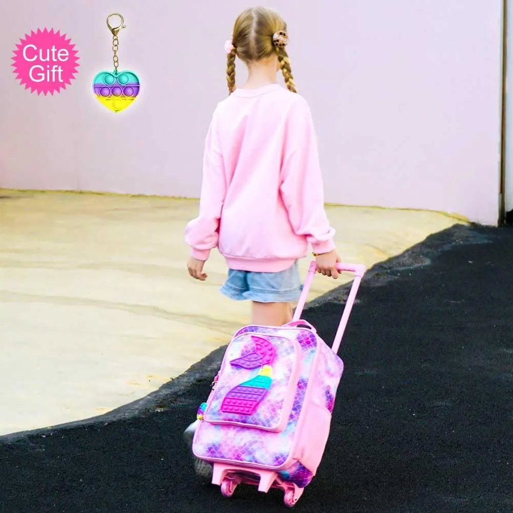 Kids Luggage for Boys and Girls, Cute Dinosaur Unicorn Rolling Wheels Suitcase for Toddler Children