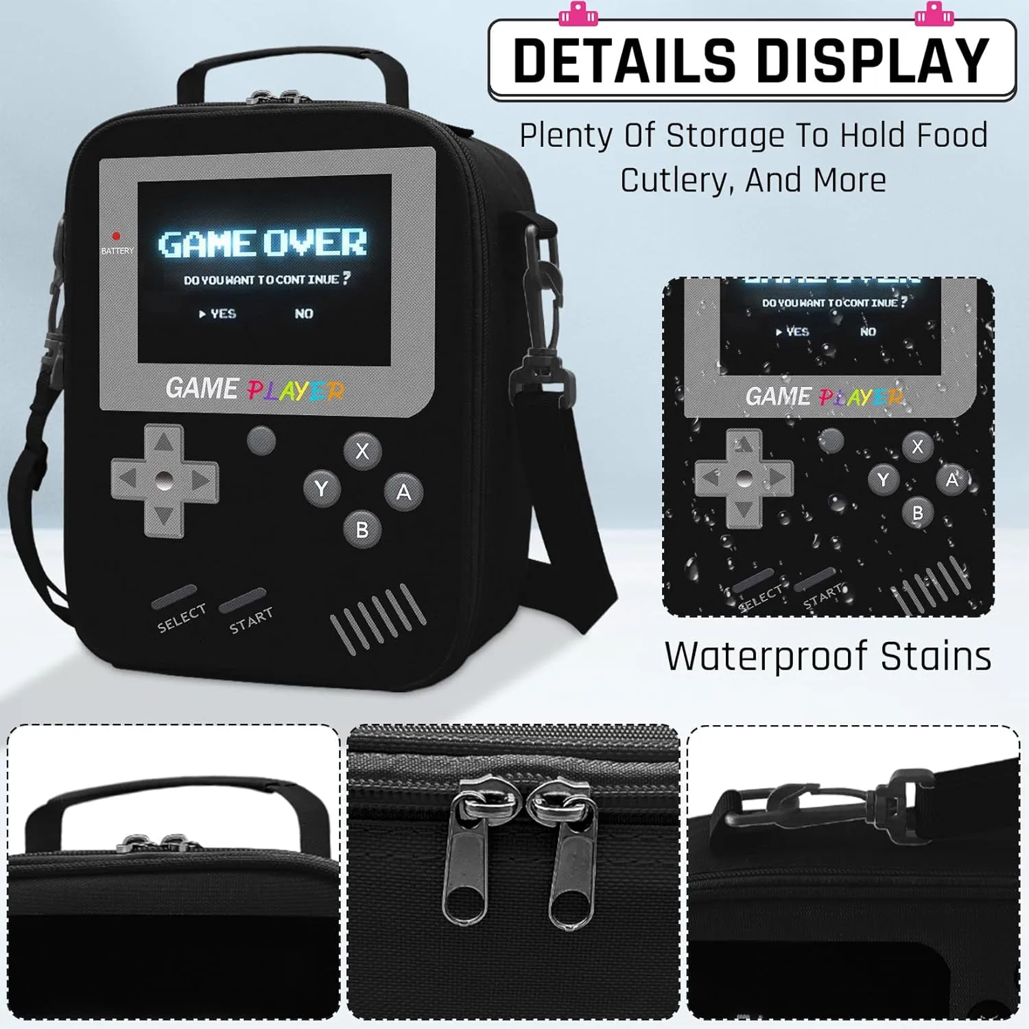Kids Rolling Backpack for Boys - 3PCS Gamer Boys Rolling Backpack with Lunch Bag Set, Elementary Middle School Roller Bookbag with Adjustable Handle for Travel & School
