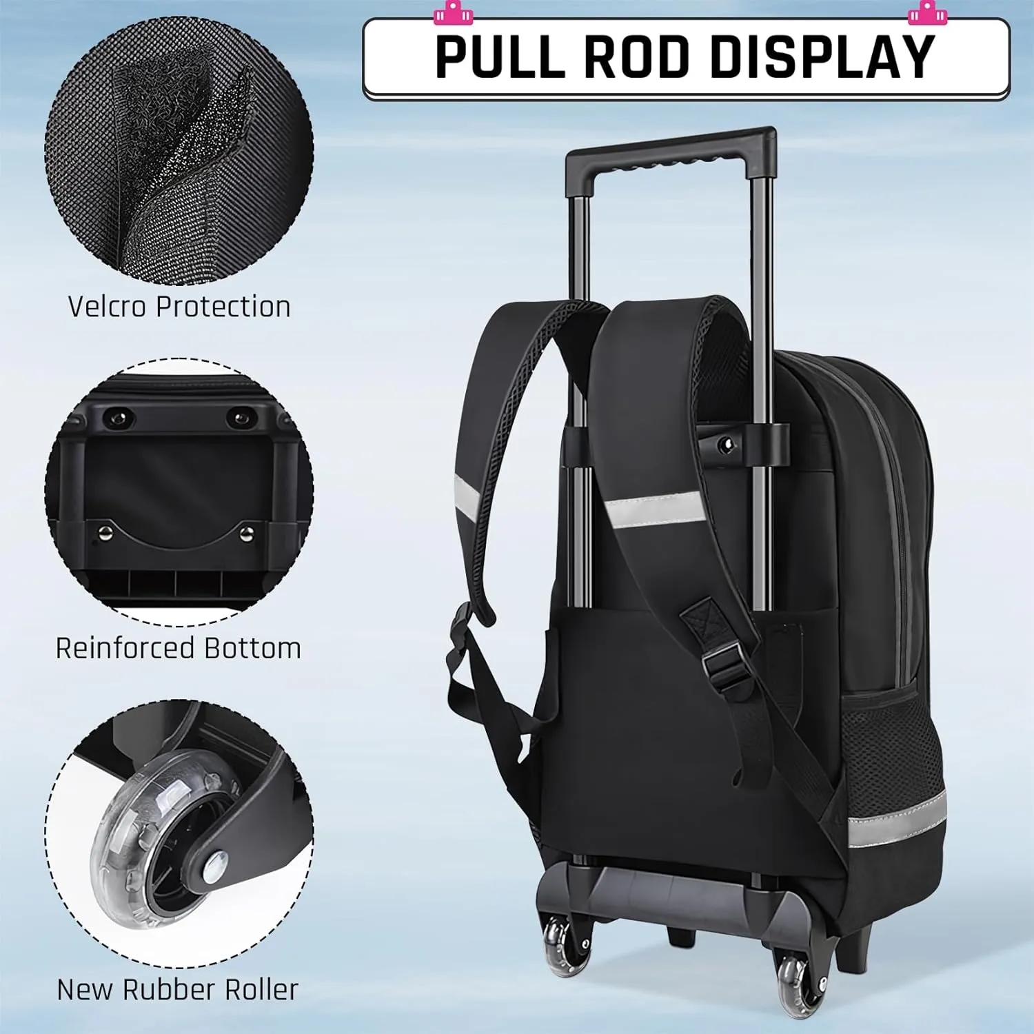 Kids Rolling Backpack for Boys - 3PCS Gamer Boys Rolling Backpack with Lunch Bag Set, Elementary Middle School Roller Bookbag with Adjustable Handle for Travel & School