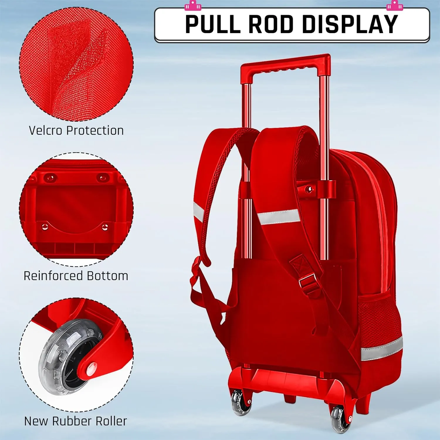 Kids Rolling Backpack for Boys - Gamer Boys Rolling Backpack with Wheels, Elementary Middle School Roller Bookbag with Adjustable Handle for Travel & School