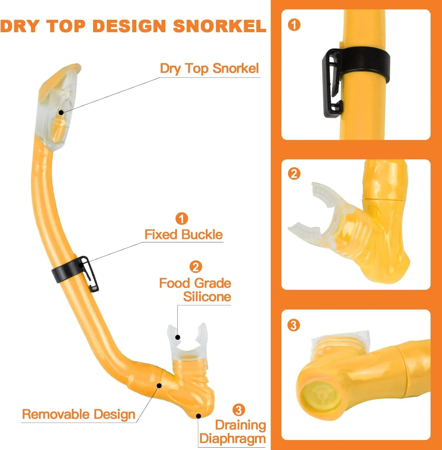 Kids Snorkeling Set - Adjustable Flippers   Panoramic Snorkel Mask   Dry Snorkel Tube   Travel Bags - Suitable for Kids & Juniors, Age 5-14