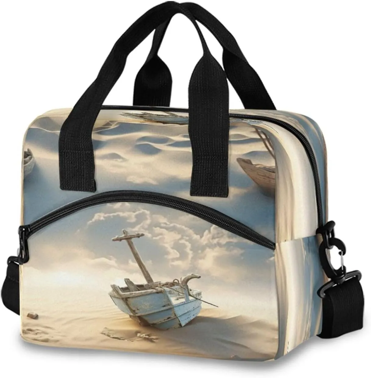 Kigai Desert Shipwreck Insulated Lunch Bag for Women Leakproof Reusable Lunch Box Cooler Tote Bag Food Container Organizer with Adjustable Shoulder Strap for Work Travel Picnic